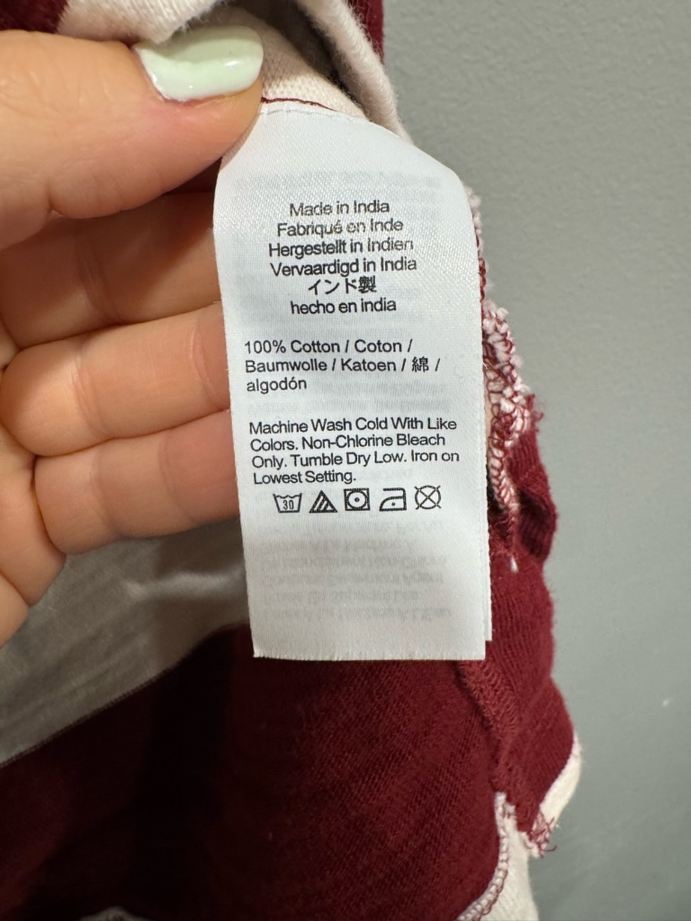 Madewell Stripe Long Sleeve Rugby Shirt in Maroon and White Size Large - Picture 5 of 5